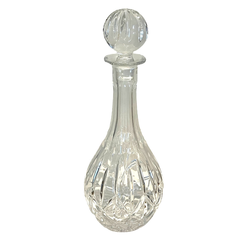 Block Cut Crystal Decanter Stopper 13" Clear Glass Wine Liquor Bottle Signed